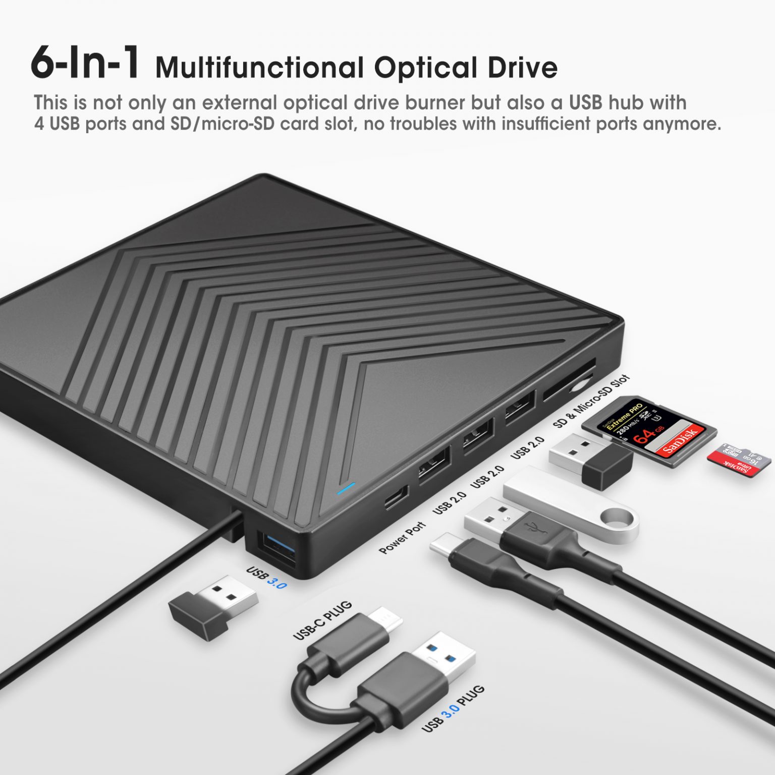 ROOFULL External CD DVD Drive Burner USB 3 0 Type C Ultra Slim